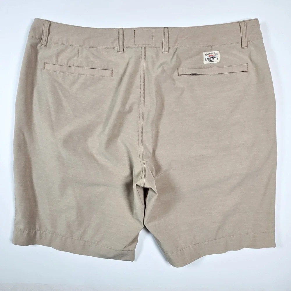 Faherty ALL DAY Shorts Mens 36 Tan Hybrid Stretch Pockets Performance Golf